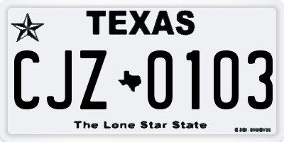 TX license plate CJZ0103
