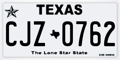 TX license plate CJZ0762