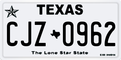 TX license plate CJZ0962