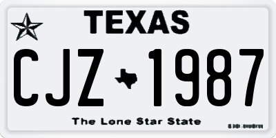 TX license plate CJZ1987