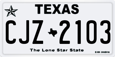 TX license plate CJZ2103