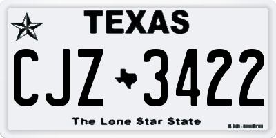 TX license plate CJZ3422