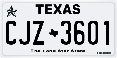 TX license plate CJZ3601