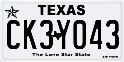 TX license plate CK3Y043