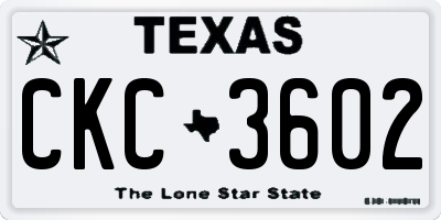 TX license plate CKC3602