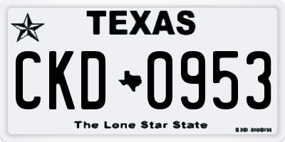 TX license plate CKD0953
