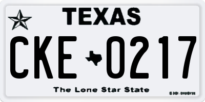 TX license plate CKE0217