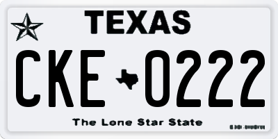 TX license plate CKE0222