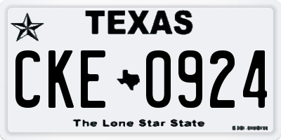 TX license plate CKE0924