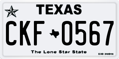 TX license plate CKF0567