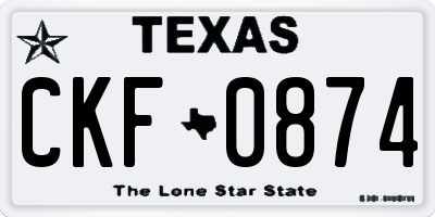 TX license plate CKF0874