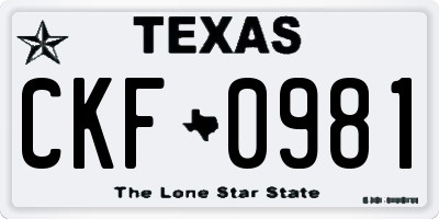 TX license plate CKF0981
