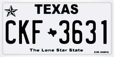 TX license plate CKF3631
