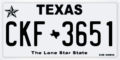 TX license plate CKF3651