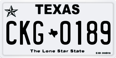 TX license plate CKG0189