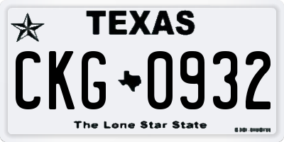 TX license plate CKG0932