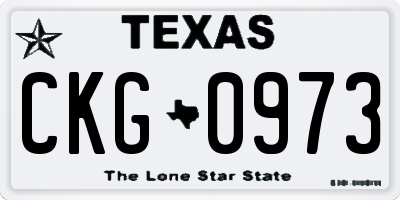 TX license plate CKG0973
