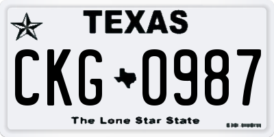 TX license plate CKG0987
