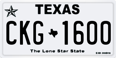 TX license plate CKG1600