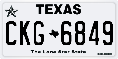 TX license plate CKG6849
