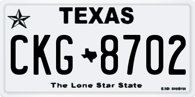 TX license plate CKG8702