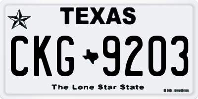TX license plate CKG9203