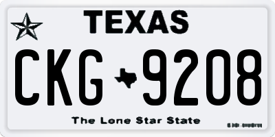 TX license plate CKG9208