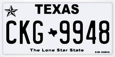 TX license plate CKG9948
