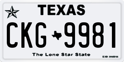 TX license plate CKG9981