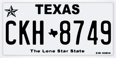 TX license plate CKH8749