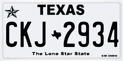 TX license plate CKJ2934