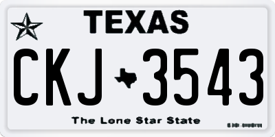 TX license plate CKJ3543