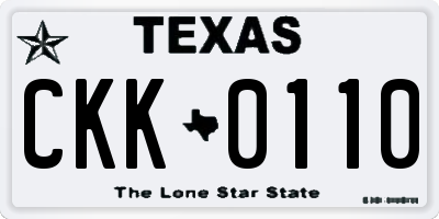 TX license plate CKK0110