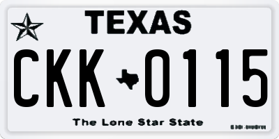 TX license plate CKK0115