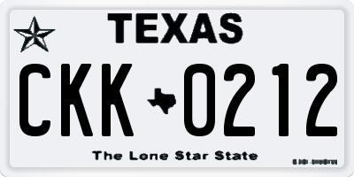 TX license plate CKK0212