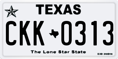 TX license plate CKK0313