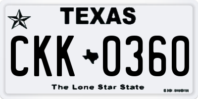 TX license plate CKK0360