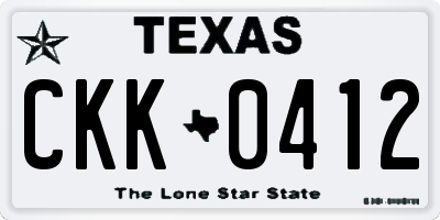 TX license plate CKK0412