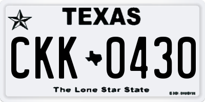 TX license plate CKK0430