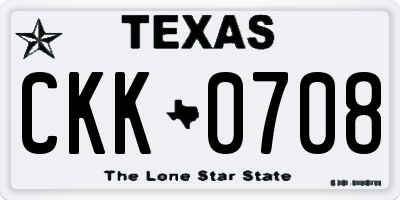 TX license plate CKK0708