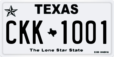 TX license plate CKK1001
