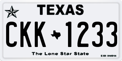 TX license plate CKK1233