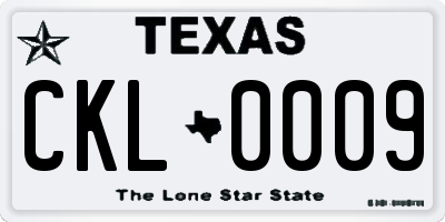 TX license plate CKL0009