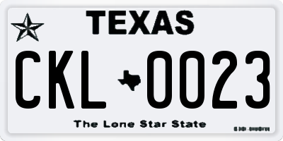 TX license plate CKL0023