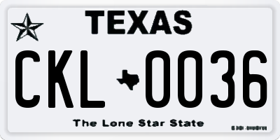 TX license plate CKL0036