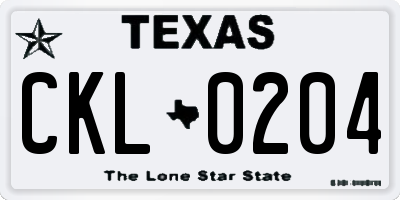 TX license plate CKL0204