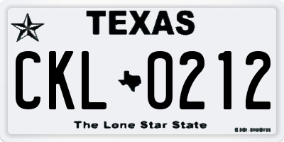 TX license plate CKL0212