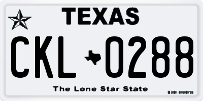 TX license plate CKL0288