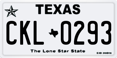 TX license plate CKL0293