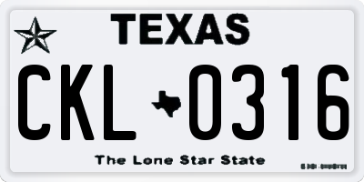 TX license plate CKL0316